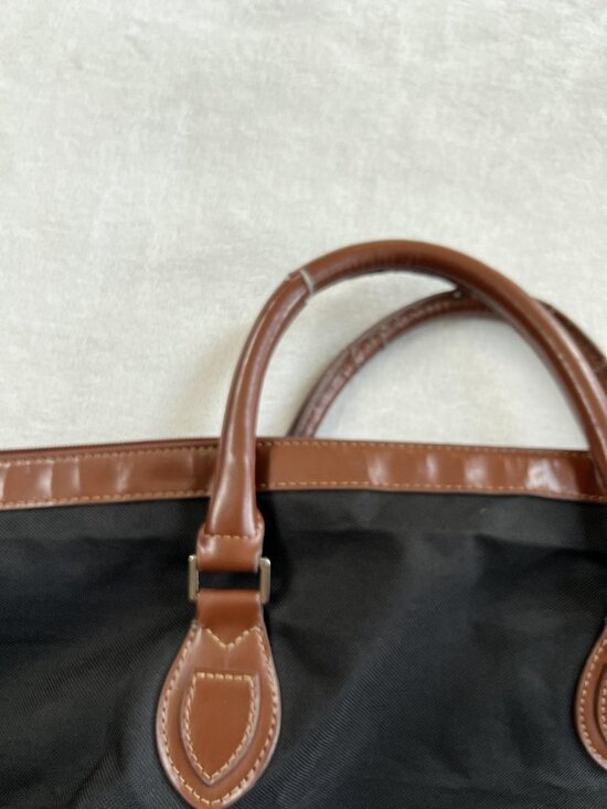 Ralph Lauren Polo Large Black Travel Duffel Bag Canvas Brown Faux Leather Trim - Picture 11 of 16